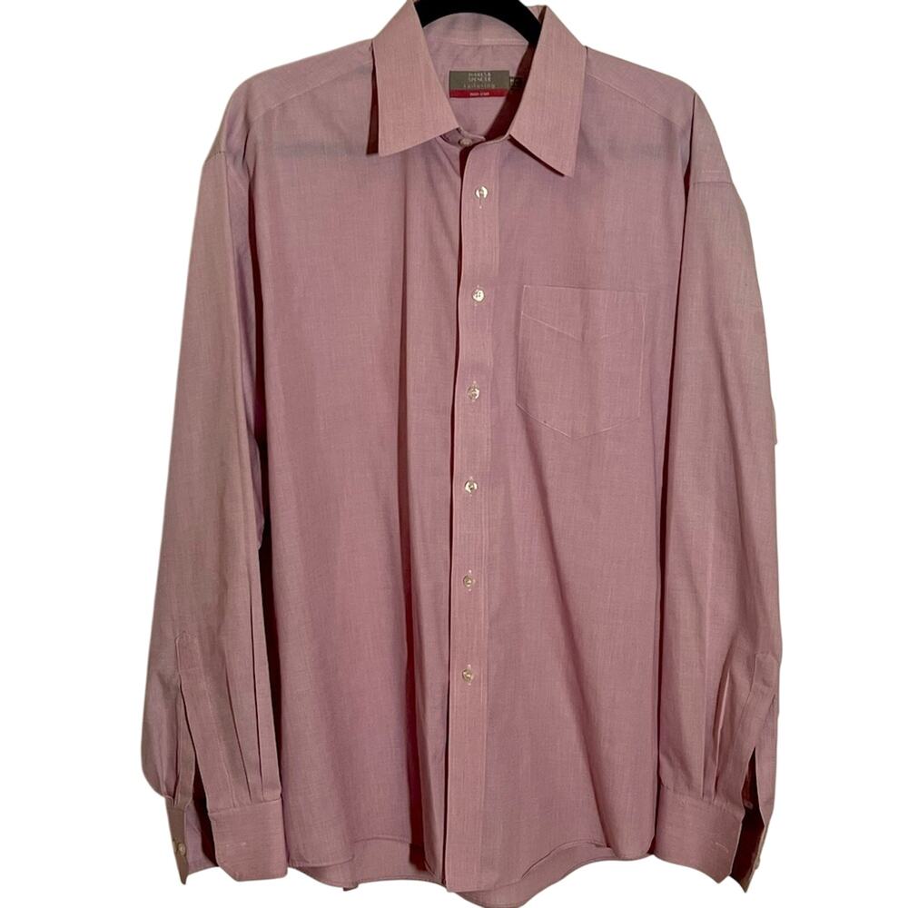 Marks & Spencer Non Iron Cotton Pink Button Down - 17.5"